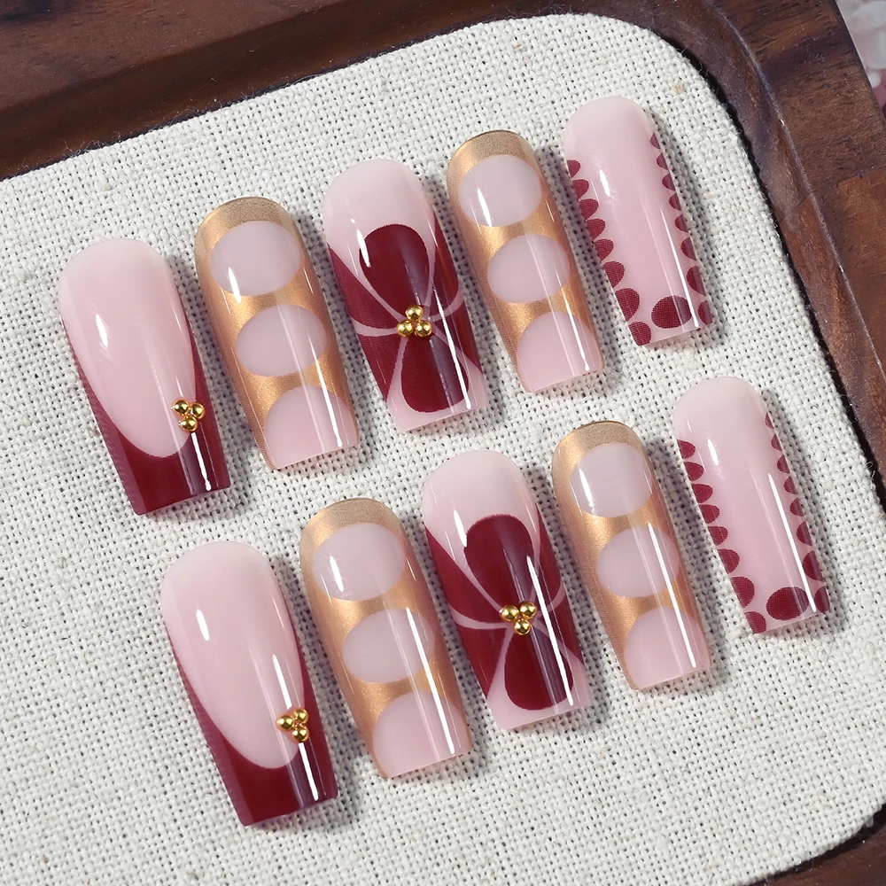24 Stück französische lange Sa – Nail Art Red Wine Bewertung und Preis