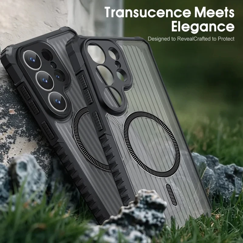 Transparent MagSafe Protective Case for Samsung Galaxy S26 Ultra S25 Plus S24 S23 S22 A34 A32 A25 Series Airbag Protective Cover