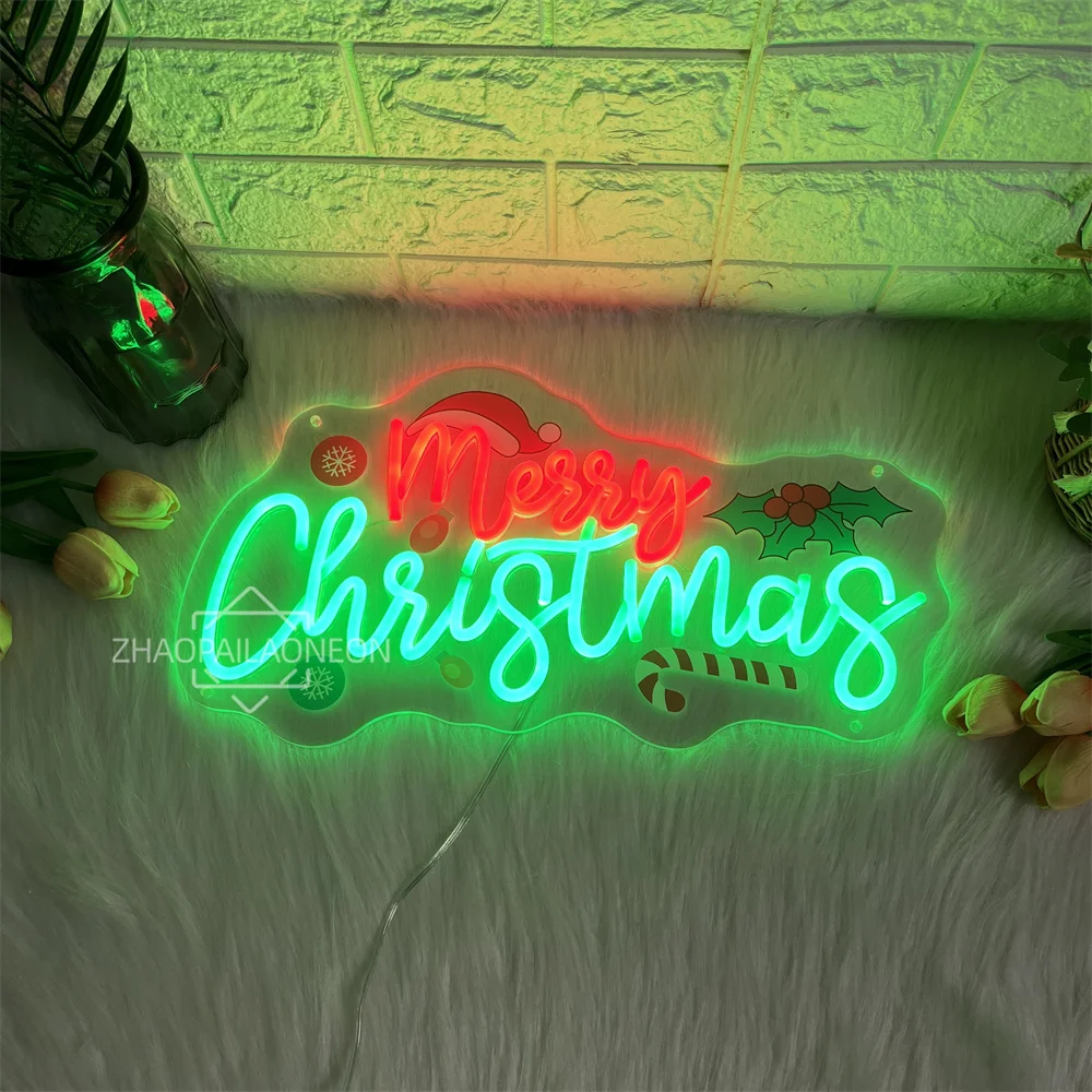 عيد ميلاد سعيد Led النيون تسجيل غرفة المنزل حفلة وحدة إضاءة LED جداريّة ديكور السنة الجديدة الديكور أضواء النيون عيد الميلاد تخصيص الهدايا #1
