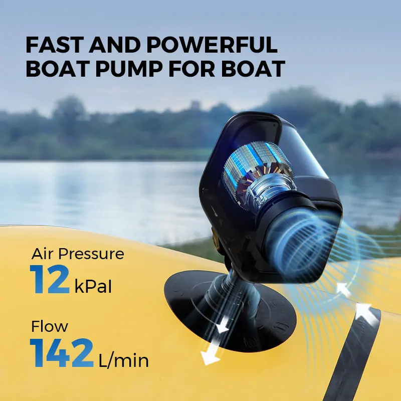 Imagem -03 - Flextailgear Max Boat Pump Bomba de ar sem Fio 12kpa Equipamento de Acampamento Inflador Elétrico Carregamento Usb para Barco e Caiaque