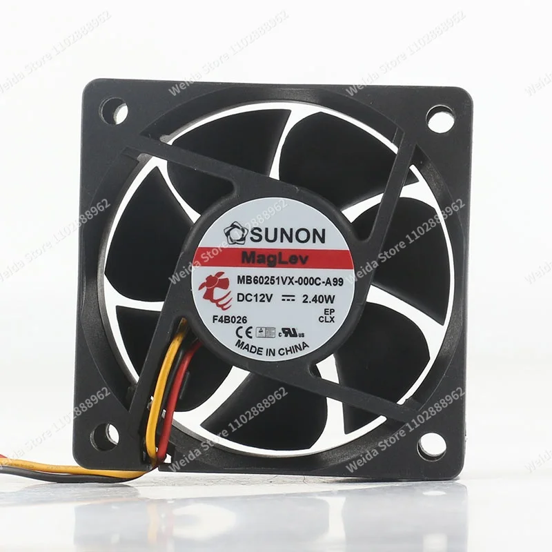 

SUNON Precision MB60251VX-000C-A99 5V 24V 48V DC12V 2.40W 6CM60X60X25MM 6025 Cooling Fan