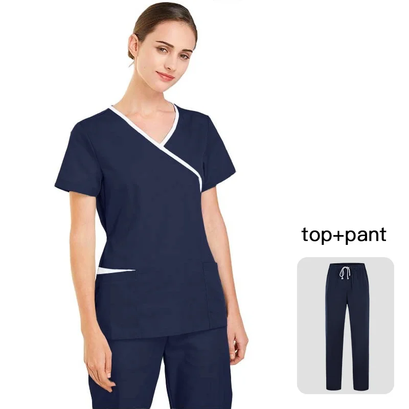 Viaoli New Wholesale Polyester Cotton Solid Color Uniform Beauty Salon Nursing Uniform Lab Uniform Pet Shop Work Scrub Uniform