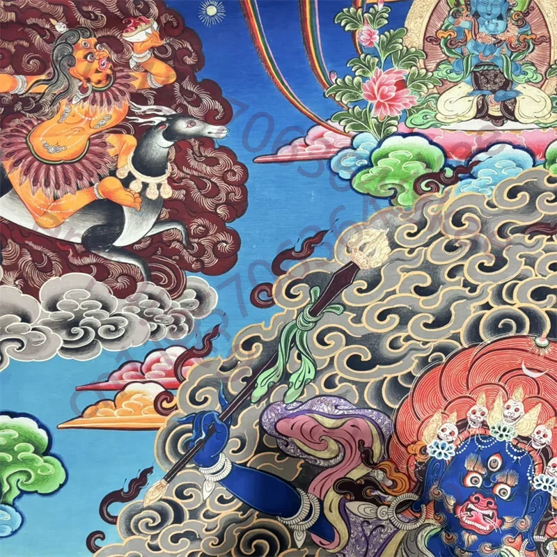 Tibetan Buddhism Palden Lhamo Bodhisattva Silk Tangka Fine Art - Handmade Old Buddhist Wall Hanging Decorations