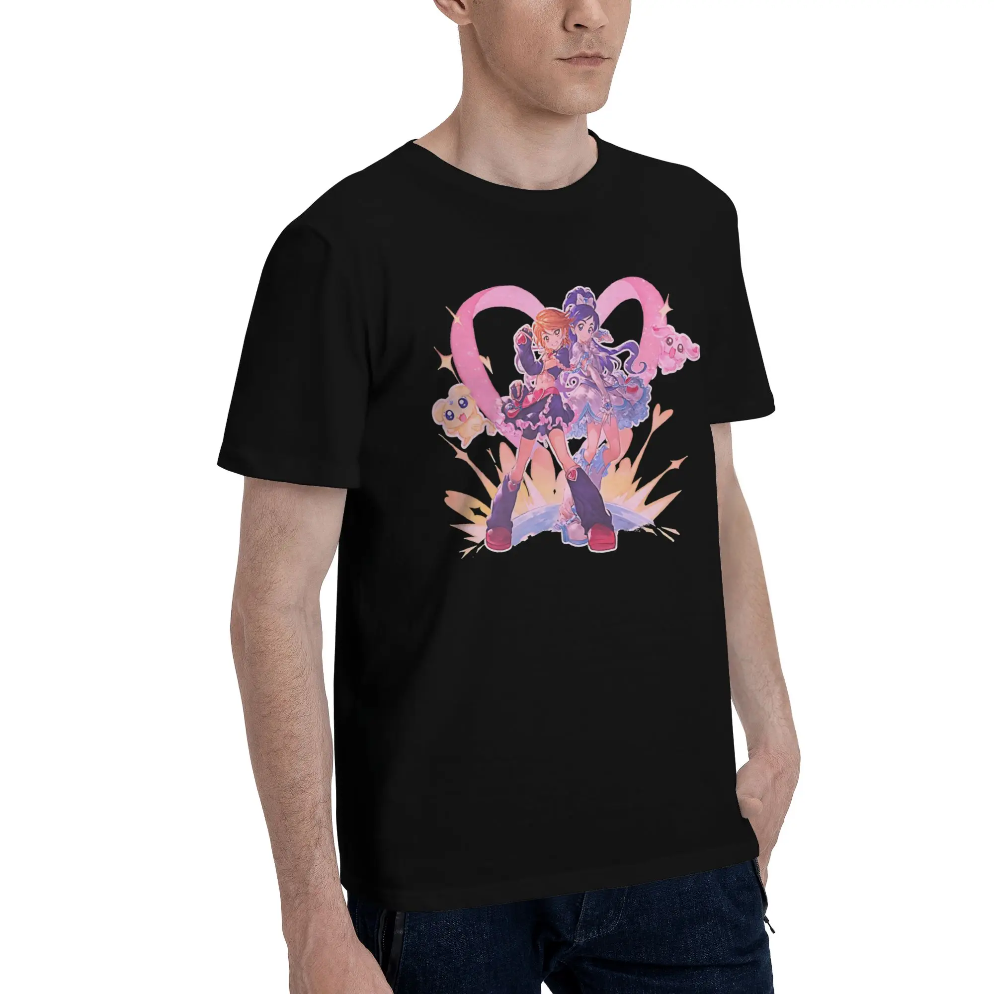 We are Pretty Cure  Funny Graphic 100% Cotton T-Shirt Bandai Pretty Cure Tops Tees For Men