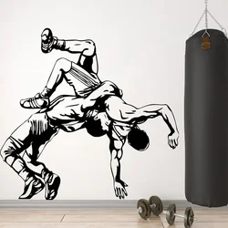 Wrestling Wall Decal Athletes Fight Vinyl Stickers Sport Sparring Mural Living Room Decoration Bedroom Poster O127