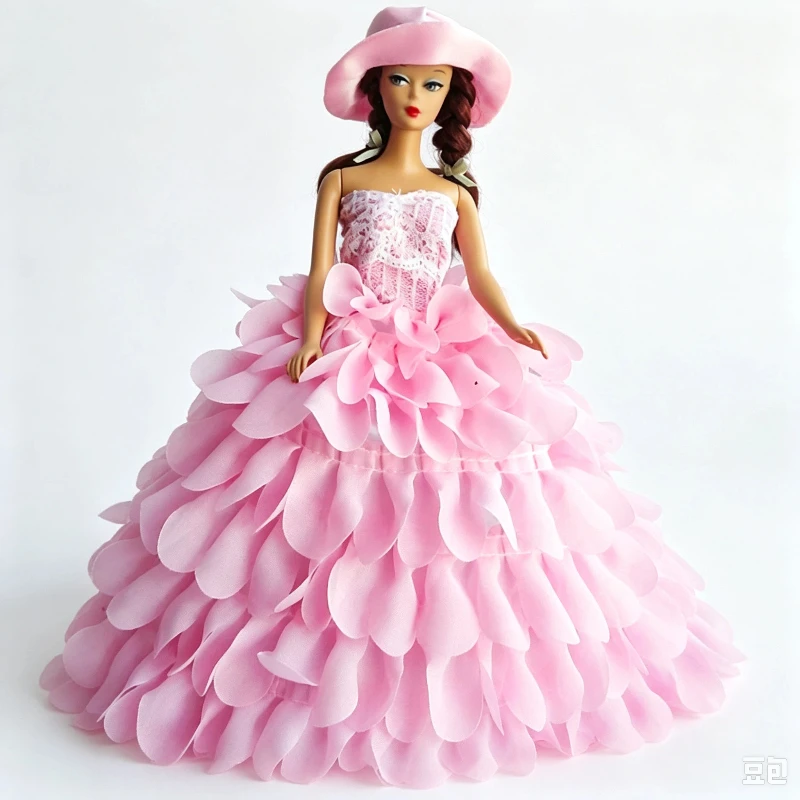 30cm Doll Wedding Gown Outfit 3d Petal Leaf Multi‑Layer Skirt Dress‑Up Costume Pretend Play Accessory For Girls Hobby Collec