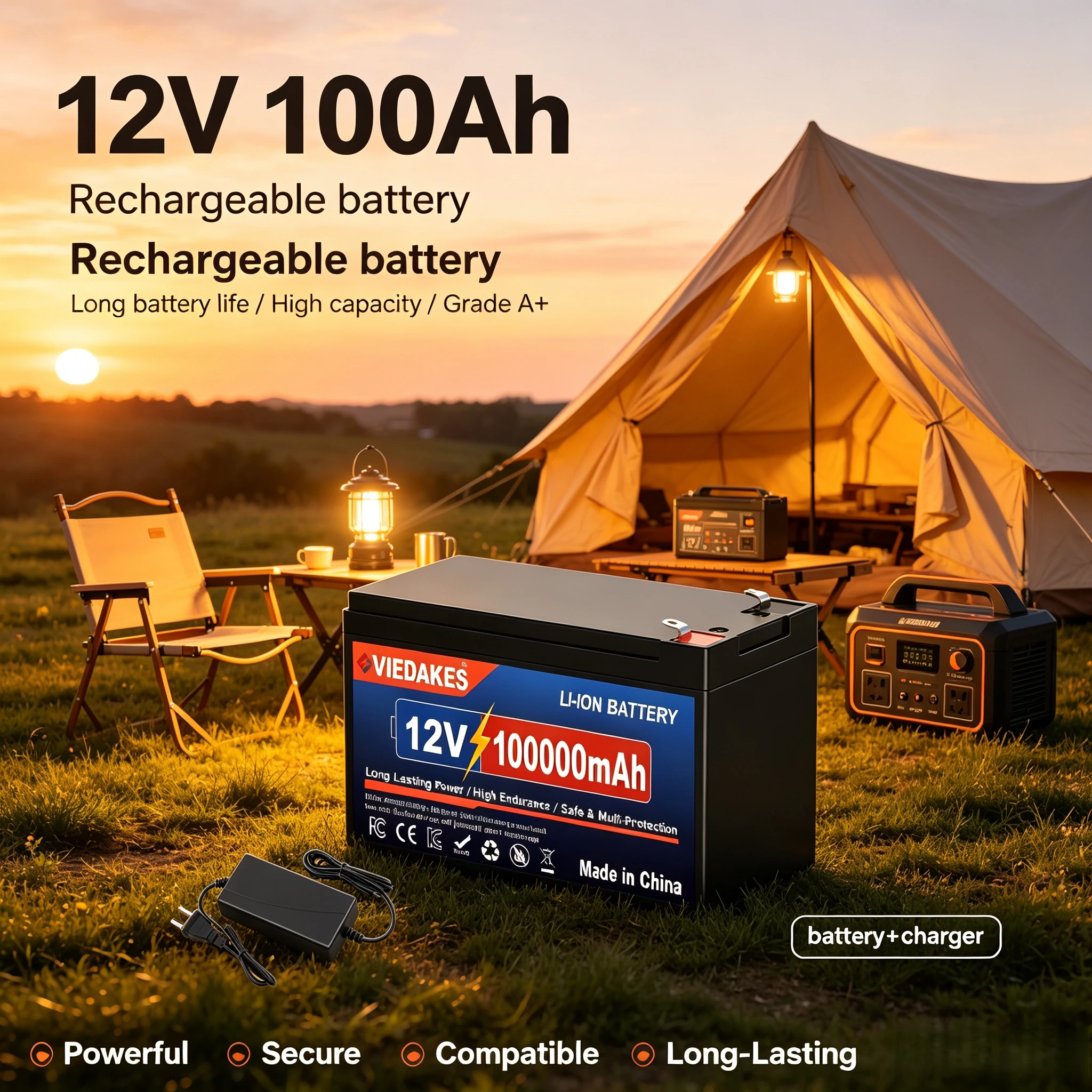 100000mAh 12V LiFePO4 Lithium Battery 6000+ Deep Cycles, for UPS, Kayak Fish Finder, Solar Panel, Power Wheels Toys, Scooter🎈🎈