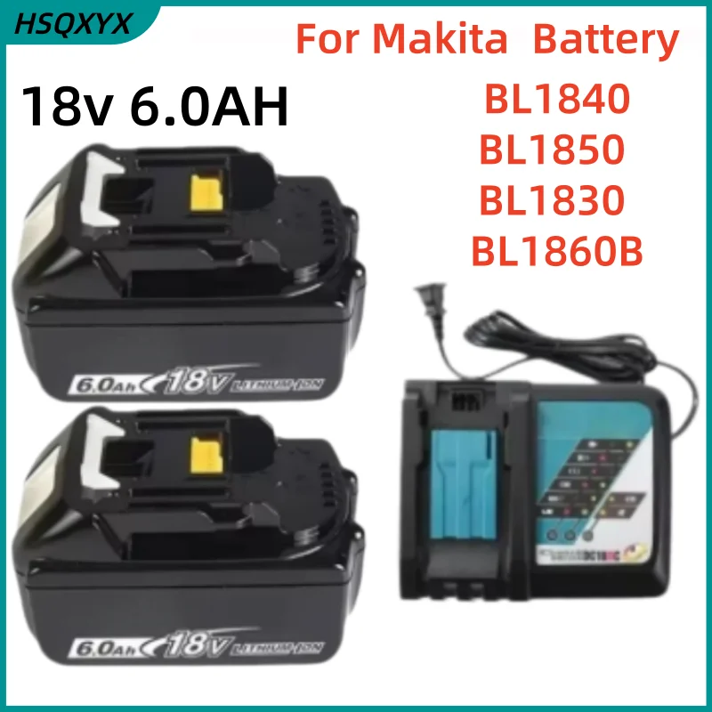 FOR  Makita 18V battery 6.0AH rechargeable battery, FOR Makita 18V charger BL1860B BL1830B power tool battery