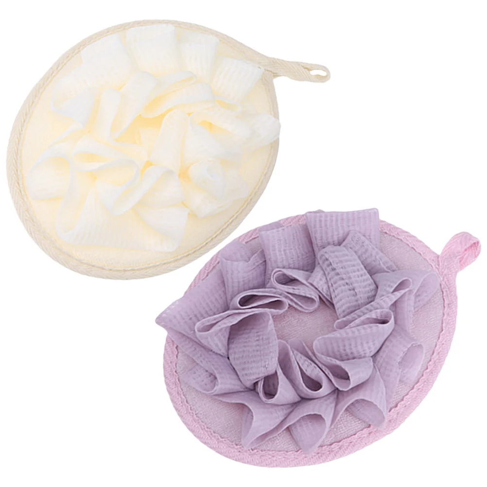 

4pcs Bath Sponge Shower Exfoliating Scrubber Body Towel Bathing Sponges Women Purple Beige Soft Foaming Bath Balls Deep