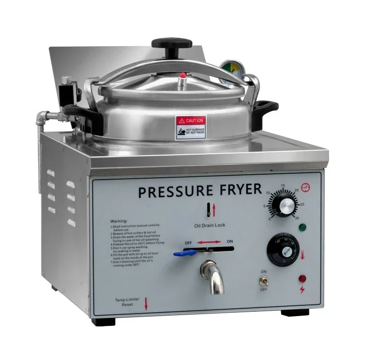 New Commercial electric desktop small 16L 220V pressure fried chicken stove single cylinder high pressure fryer stew pot