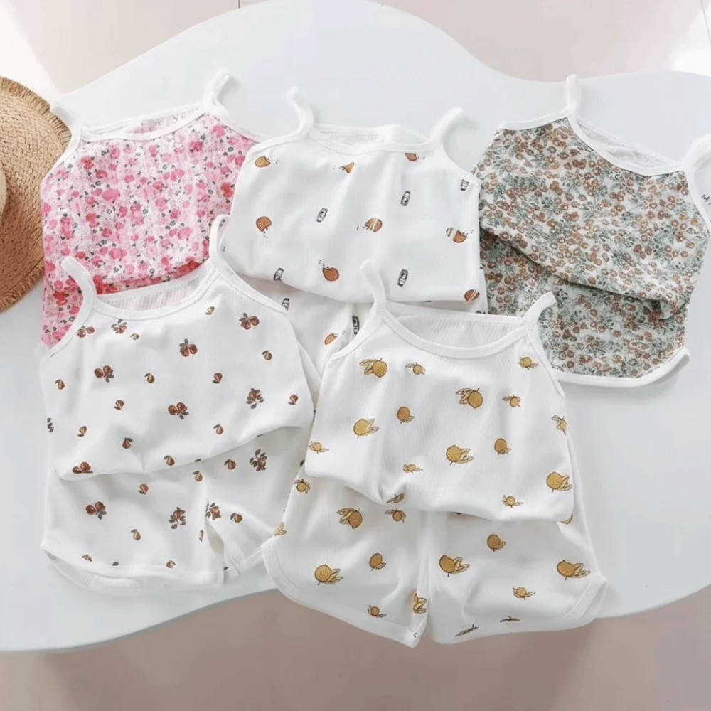 

2 Pieces Suit Comfortable Cotton Sleeveless Romper Soft Tank Top Shorts Toddler Outfit Summer