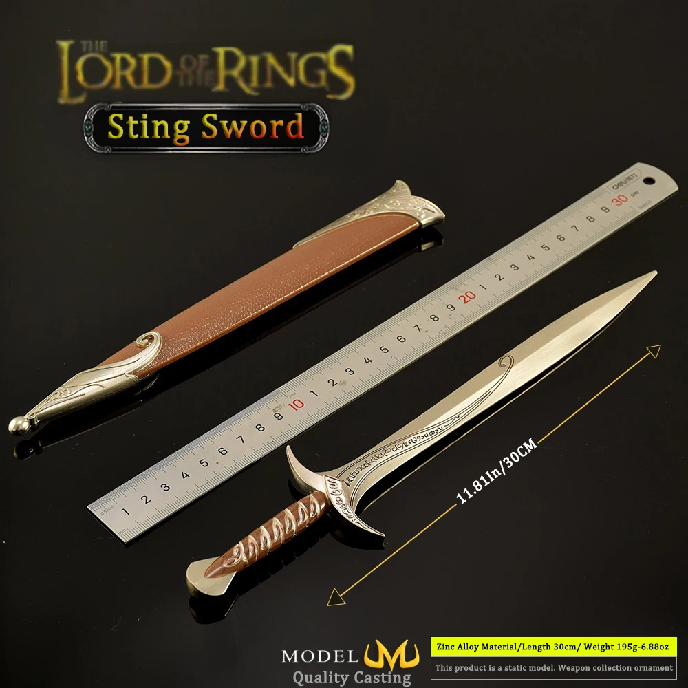 30 سنتيمتر ستينغ السيف الهوبيت بيلبو باجينز القرون الوسطى الأجهزة الطرفية تقطيعه المعادن سيف ساموراي سلاح نموذج سلاسل المفاتيح الحلي دمى هدايا