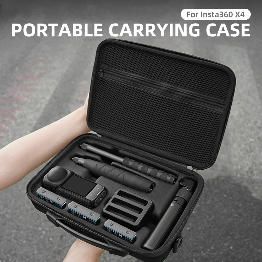 운반 케이스 Insta360 X4 카메라 액세서리 용 메쉬 포켓 운반용 보관 숄더 백이있는 충격 방지 보호 여행용 가방