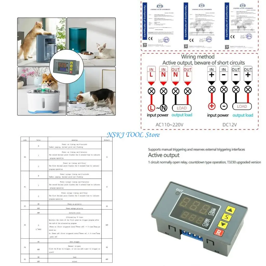 

L8RC Digital Timer Control Unit with LED Display1s-999h Delay Time Programmable Cycle Timer Perfect for Timing & Switching