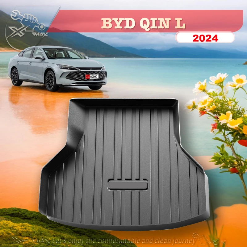 For BYD QIN L 2024 Fit Car Trunk Mat All Season Black Cargo Mat 3D Shaped Laser Measured Trunk Liners