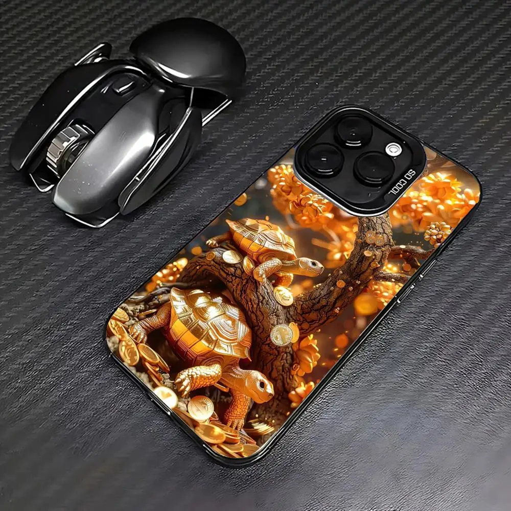 

Golden turtle pattern Phone Case case for iPhone17 16 15 14 13 12 11 Pro/ Max/Plus shock-proof rear cover anti-fingerprint