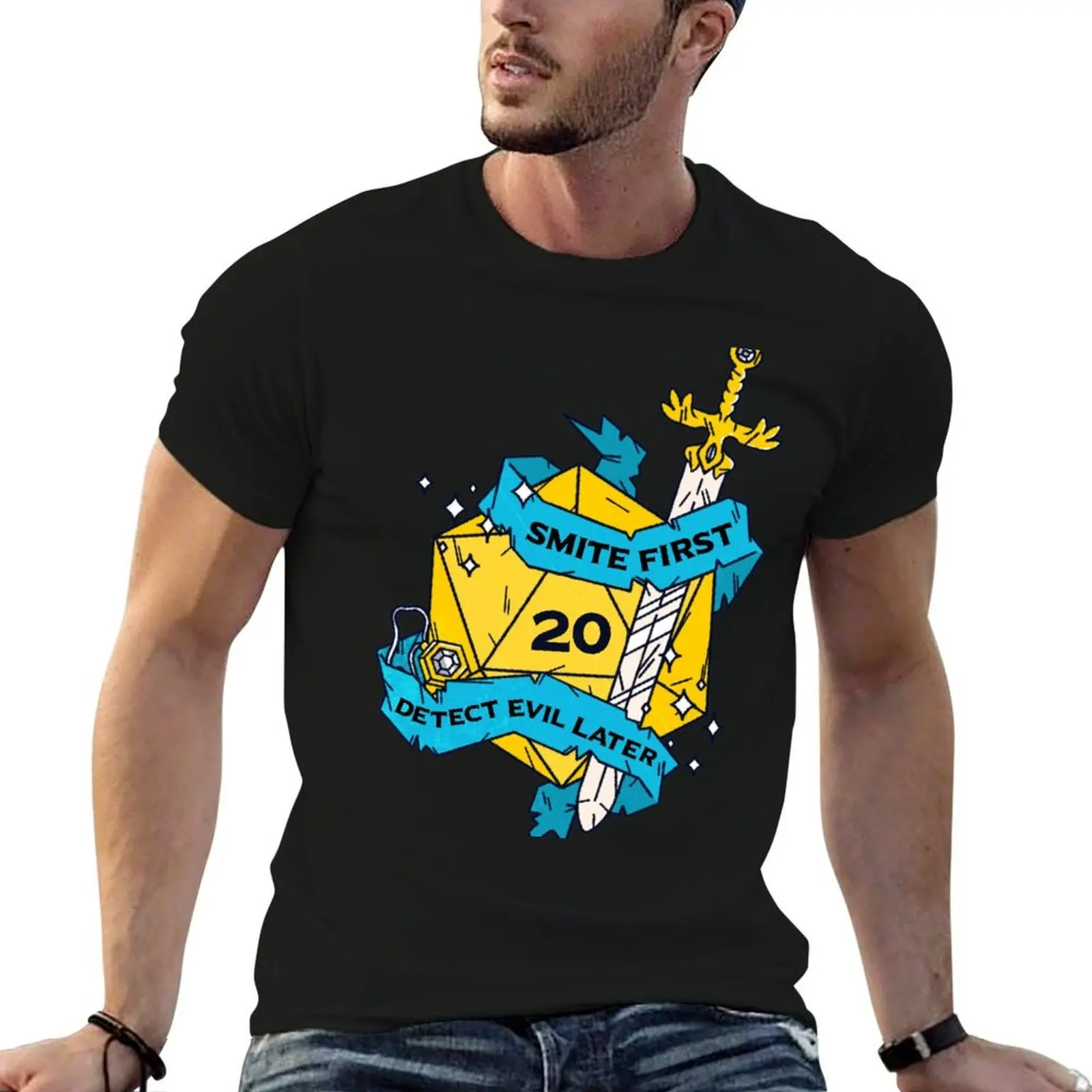 

Tabletop RPG Paladin - Smite First, Detect Evil Later T-Shirt t shirt personalised t shirt man designer T-Shirt