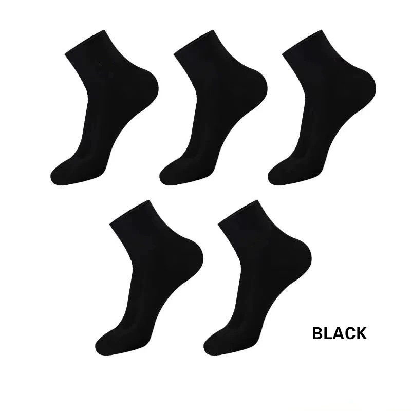 5 pairs cotton men\'s mid tube socks four seasons men\'s business casual high-grade dress black long socks for man gifts 39-44