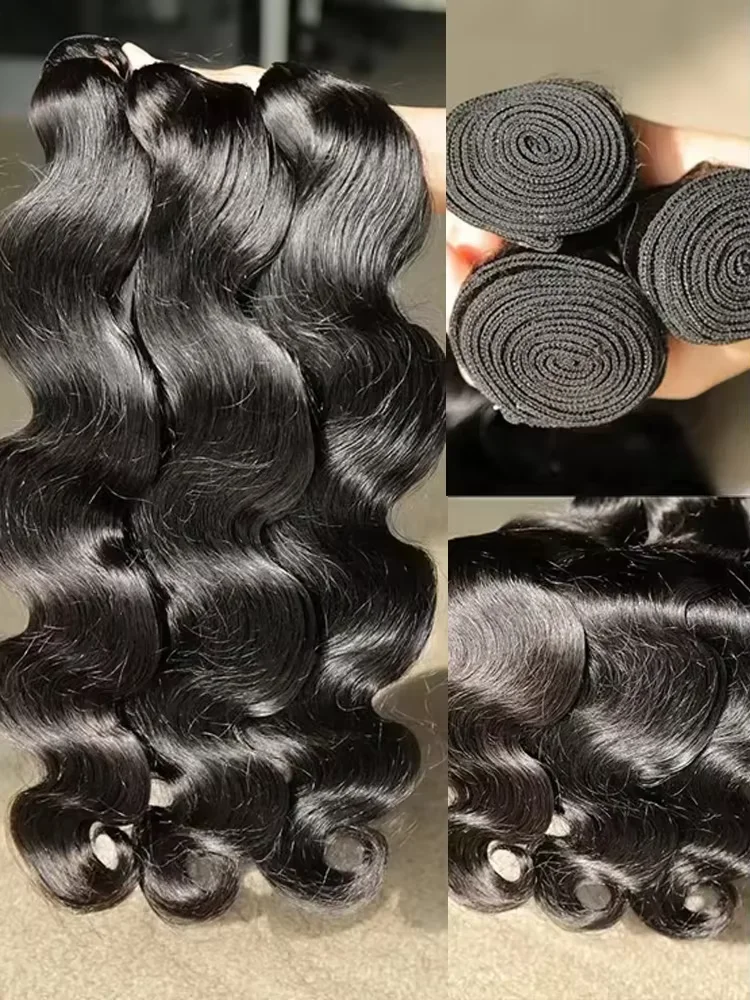 30 40 Inch Body Wave 3 4 Bundles 100% Unprocessed Burmese Raw Virgin Human Hair Bundle Double Weft Drawn Hair Wavy Extensions