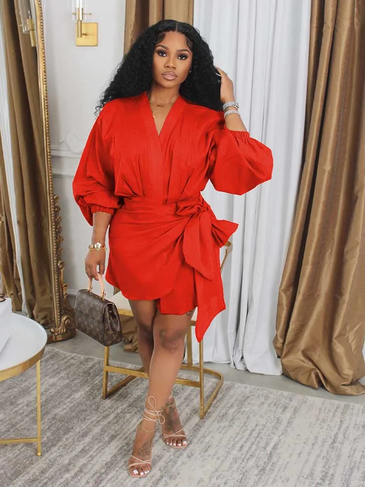 Casual Women\'s Dresses Fall Sexy and Elegant Dress for Full Sleeves Draped Short Dresses Type Robe Wholesale Dropshipping