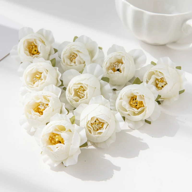 10 Stück Künstliche Blumen für Scrapbooking, Hochzeitsdekoration, Valentinstagsgirlande, Heimdekoration, Kunstseiden-Pfingstrosen, Gartenrosenbogen – Detail 3