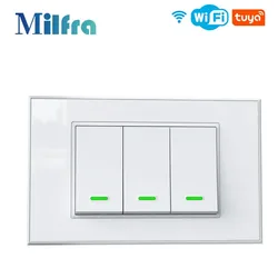 Milfra Wifi Push Wall Light Switches 1 2 3 Gangs with Neutral Interruptor Alexa Google Home Tuya Smartthings App Control