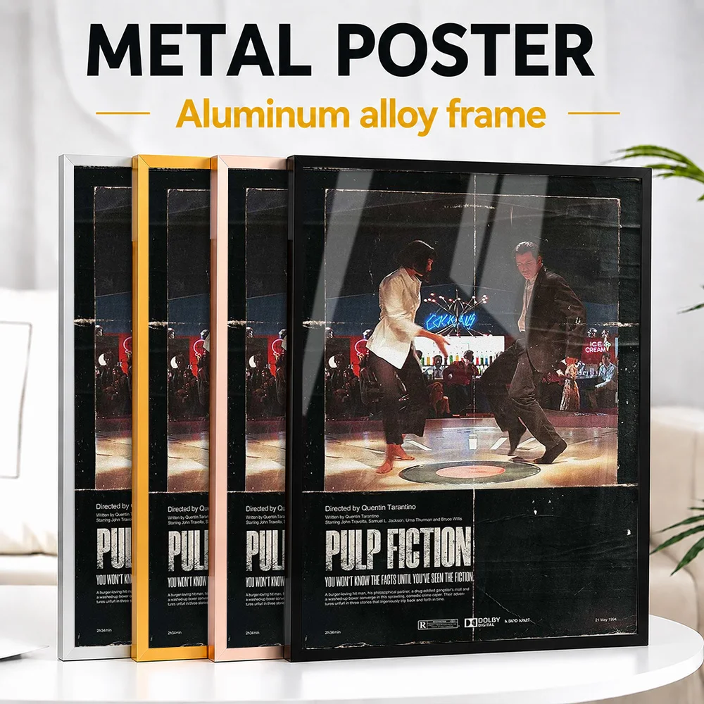 Pulp Fiction Movie Framed Metal Poster Personalized Photo Iconic Screen Style Wall Art For Home Theater Premium Collector Gift