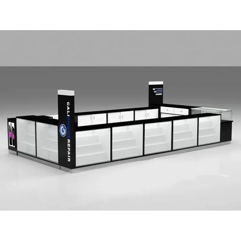 custom，Custom Tempered Glass Cellphone Repair Kiosk Design Cell Phone Showcase Display Mobile Phone Accessory Kiosk for Shopping