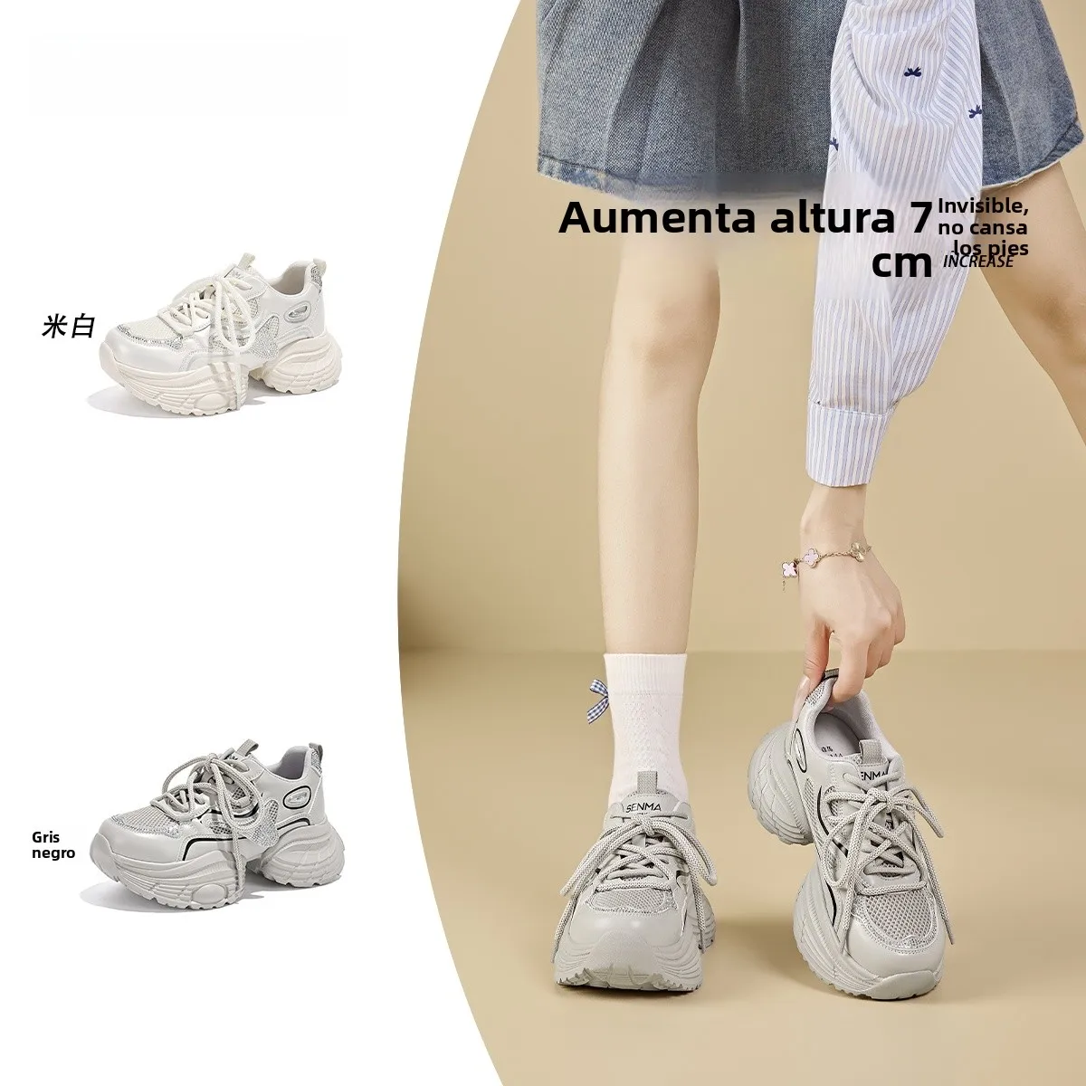 Zapatillas Deportivas Senma para Mujer, Parte Superior de Malla Transpirable, Estilo Dad Sneakers, Cómodas, Antideslizantes, ...