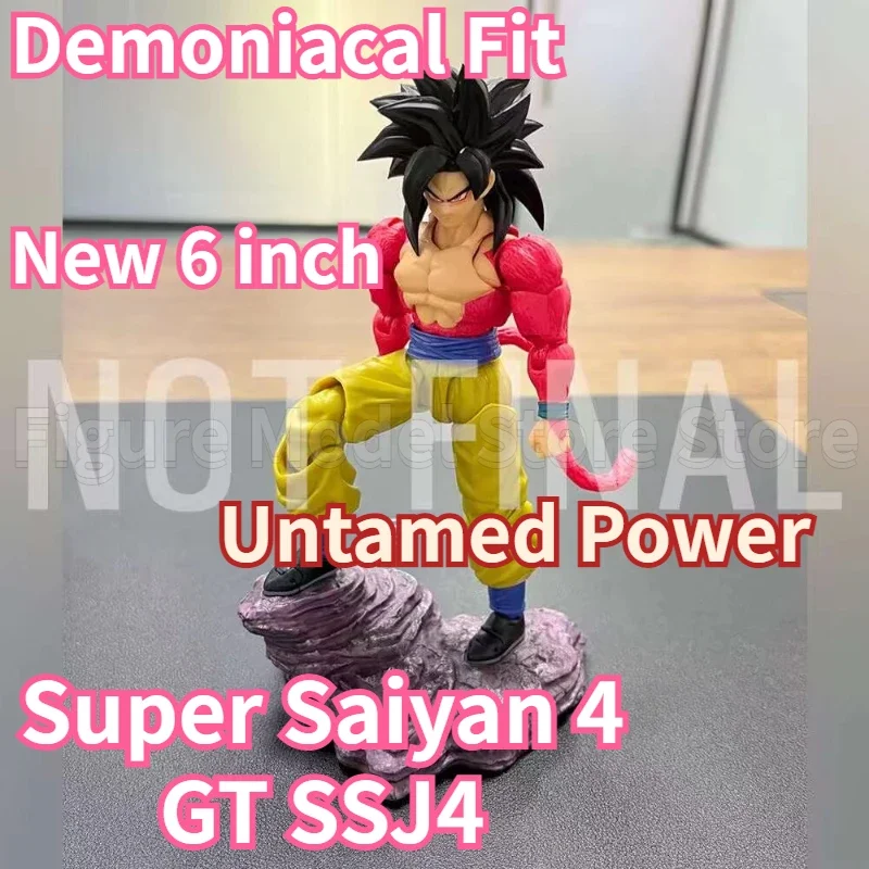 Demoniacal Fit 6 Inch 1/6 Dragon Ball Z SHF Super Saiyan 4 GT SSJ4 Untamed Power Son Goku Anime Action Figure Model Toys