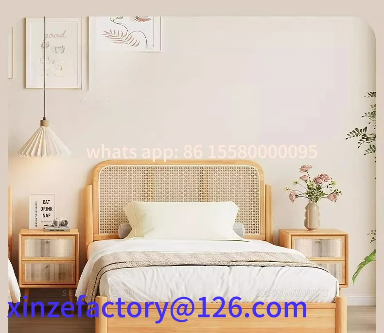 Aanpasbaar massief houten bed in Japanse stijl Klein appartement 1,2 meter eenpersoonsbed Huishouden