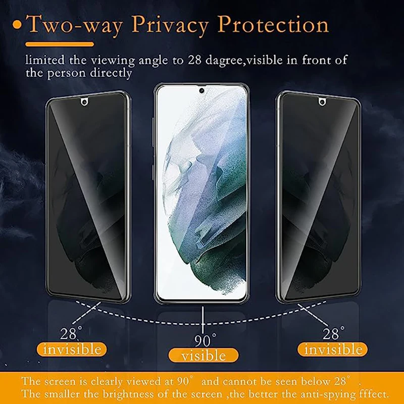 Privacy or HD Tempered Glass For Samsung Galaxy S24 S23 S22 Ultra Anti Spy Screen Protectors S21 Plus Note 20 Note20 Luxury 5G