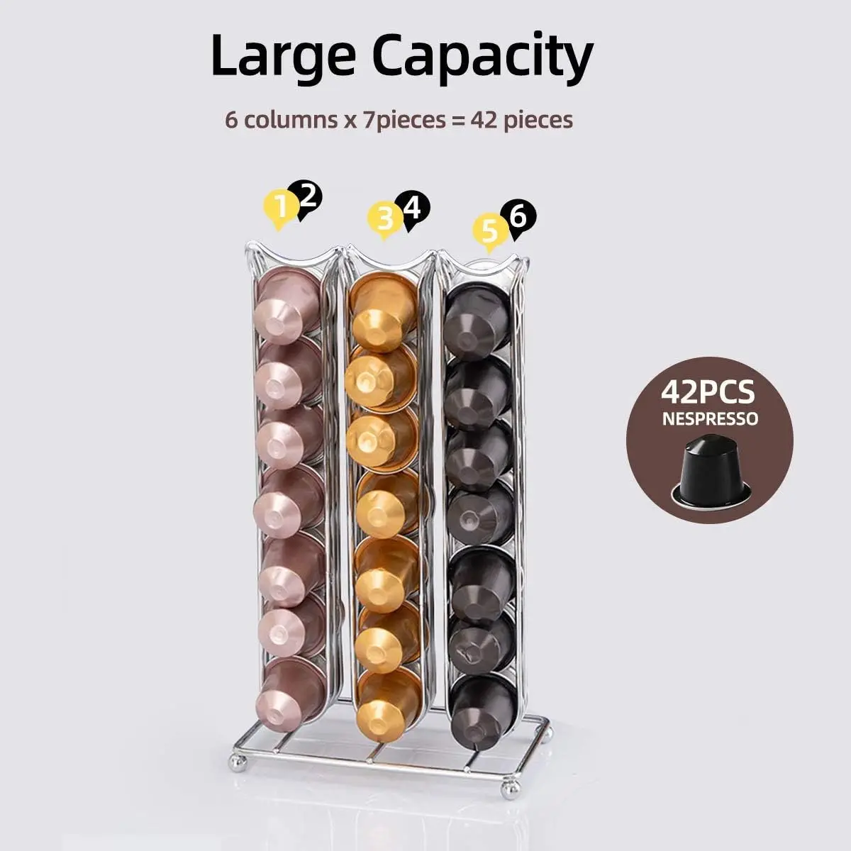 Gold Kaffee Kapsel halter Kaffee 42 Nespresso Kapseln Spender Lagerung Soporte Capsulas Pod Caffee Pods Organizer Stand