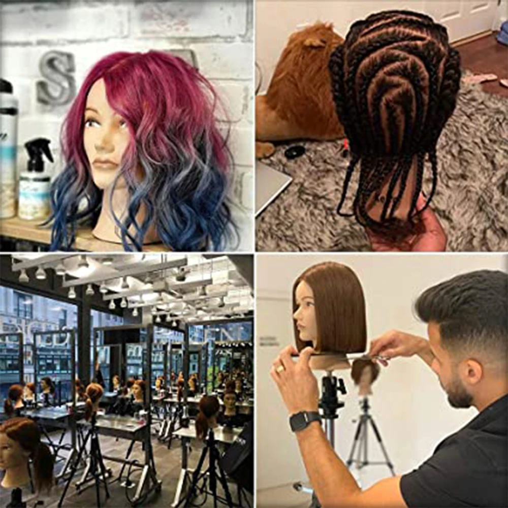 Afro Mannequin Heads With 100% Human Hair Hairdresser Training Head Manikin Cosmetology Doll Head For Practice Styling Braiding