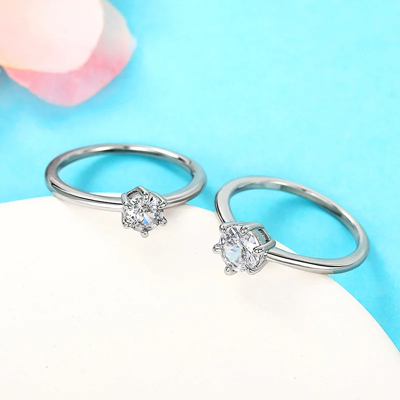 Huitan klassische und einfache runde Zirkon Frauen Ringe zeitlosen Stil Hochzeit Verlobung zubehör hochwertige heiße Schmuck – Detail 5