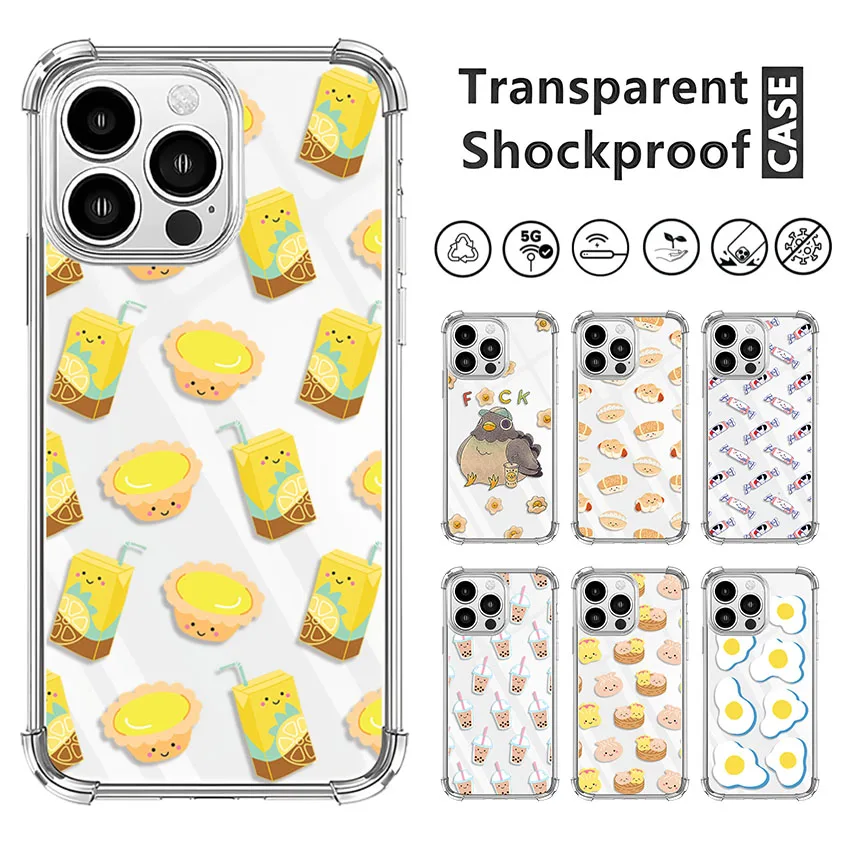 Cute Candy Snacks Cartoon Food Phone Case For iPhone 16 15 14 13 12 11 Pro X XS XR Max 7 8 Plus SE Mini Soft Clear TPU Cover