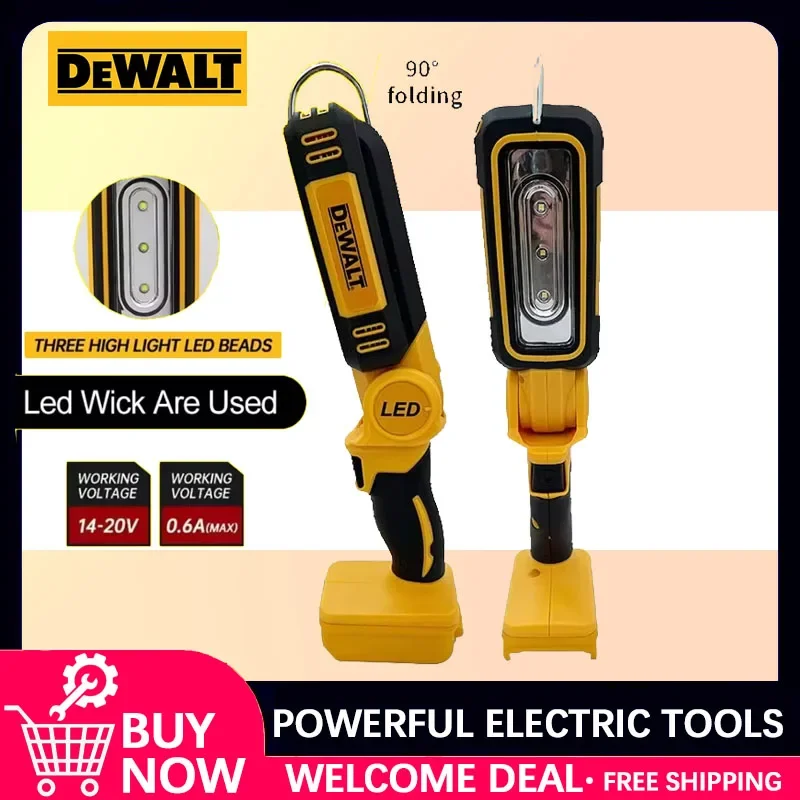 

DEWALT 20V Lithium Battery 90 Degree Multifunctional Folding Portable Camping Light Emergency Flashlight Car Service Work Light
