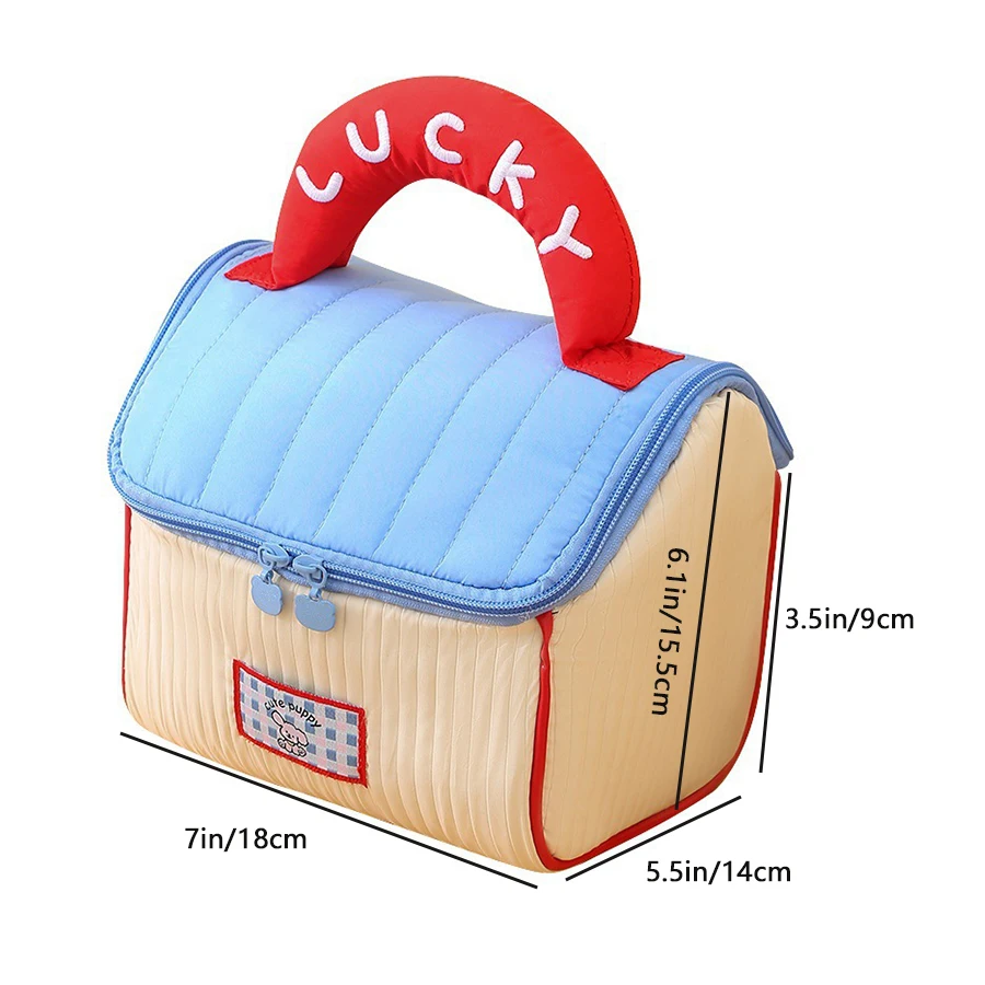 Nuova borsa per il trucco a forma di casa dei cartoni animati borsa per il trucco di grande capacità in stile cerniera borsa per il trucco borsa quotidiana per cosmetici