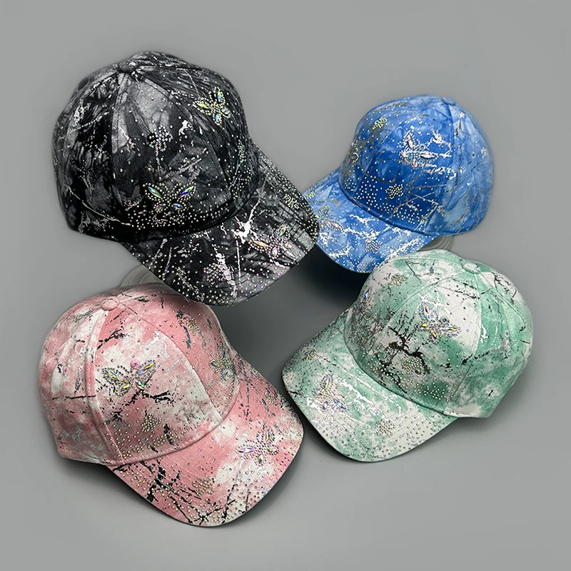 Sparkling Diamond Butterfly Personal Baseball Hats New Women Breathable Bandhnu Sunshade Casual Versatile Fashion Peaked Caps