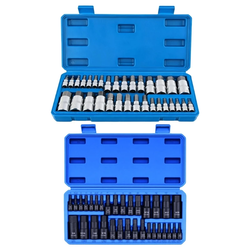 Internal Drive Bit Set Mixed-Size Steel for Square-Drive Repair Tool with Storage Case and Daily Workshop Use 87HA