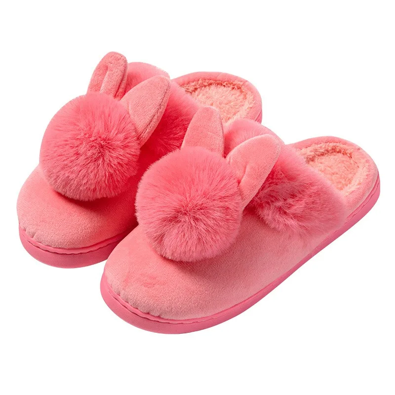 

Women Plush Slippers Winter Warm Home Slippers Rabbit Ears Flat Bottom Slippers Comfortable Soft Sole Shoe Couple Indoor Slipper