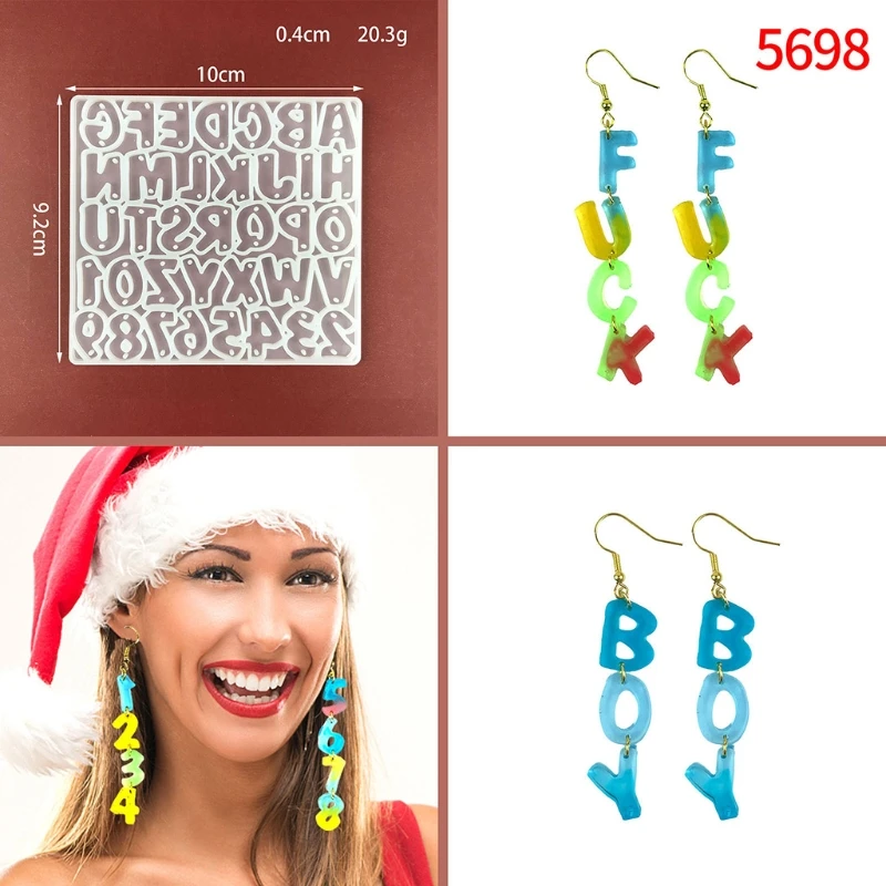 Alphabet Keychain Epoxy Resin Mold Letter Number Earrings Pendant Silicone Mould Drop Shipping