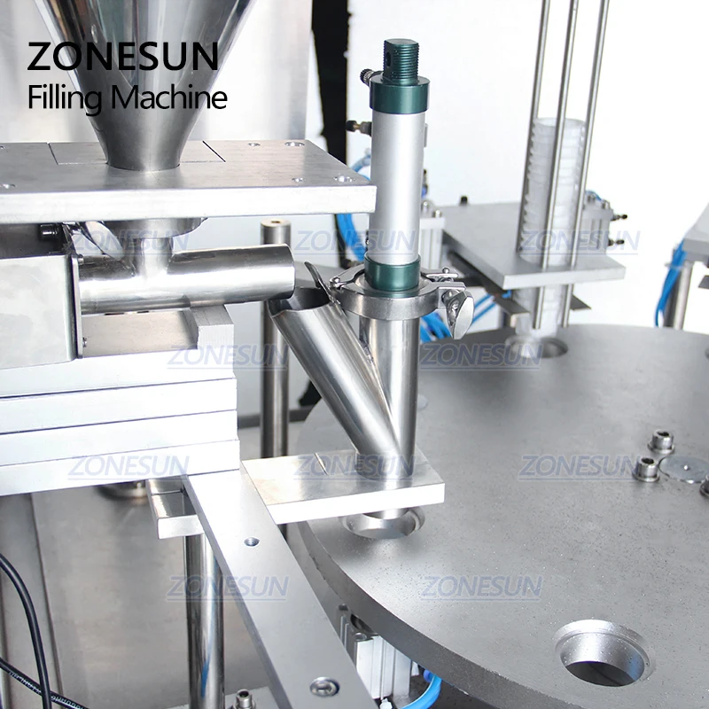 ZONESUN ZS-GF900C Automatic Filling Sealing Machine Pneumatic Rotary Type Water Milk Cup Liquid Coffee Nespresso Filler