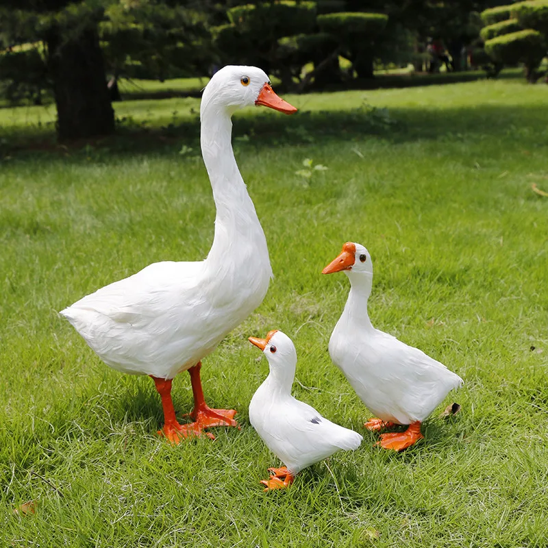 simulation Goose Model plastic&furs Feathers Goose Craft Farm Yard Home Decoration Gift d0718