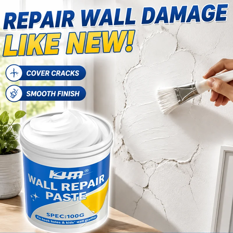 KJM Wall Repair Paste 100G Quick Dry Crack Hole Filler For Interior Walls Smooth Finish Easy Apply Home Renovation