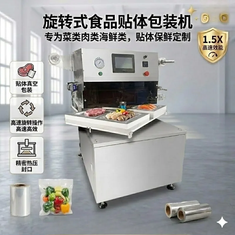 Factory Direct 2026 Automatic vacuum body packaging machine Seafood meat vegetable turntable box food machine Efficient fresh-lo