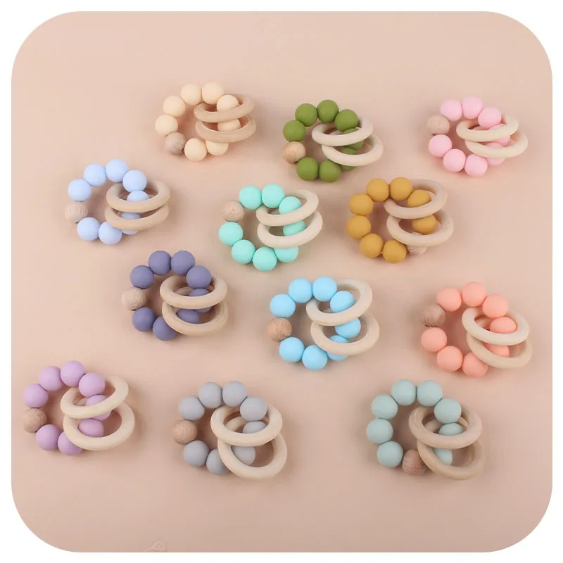 Teethers for Baby Teething Toy Silicone Bead Chew Newborn Bath  Bébé Accessories  Mordedores De Silicona Para Silicone toys