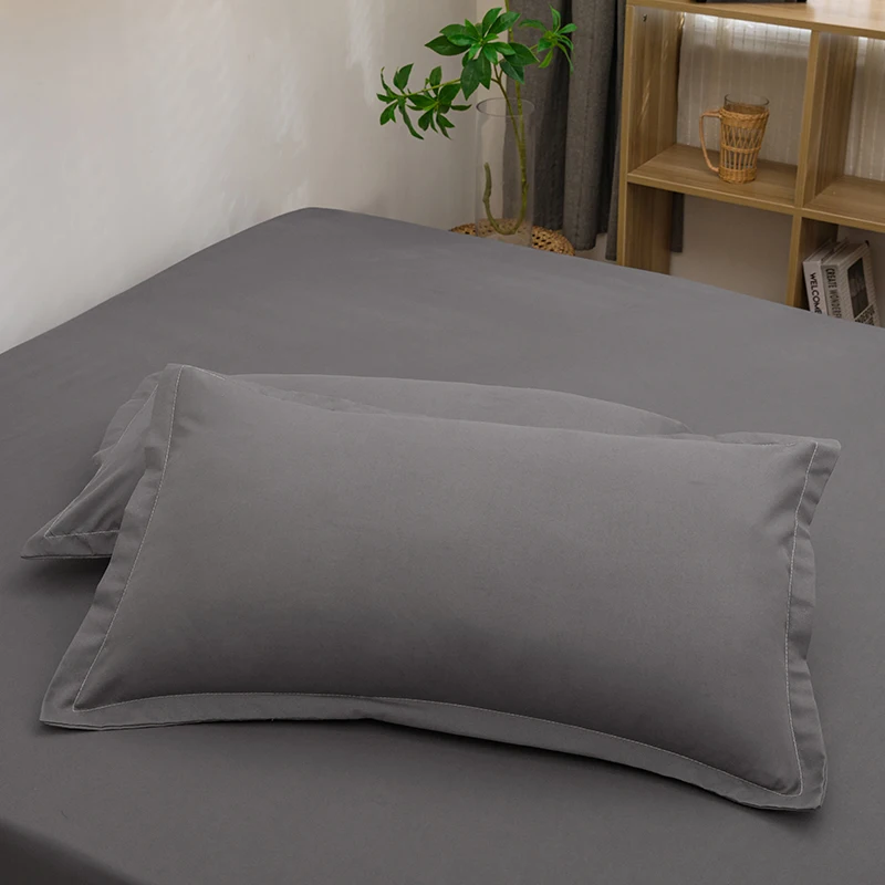 2 pcs Pillowcase  Solid Color Cushion Cover 48x74cm Pillow Cover