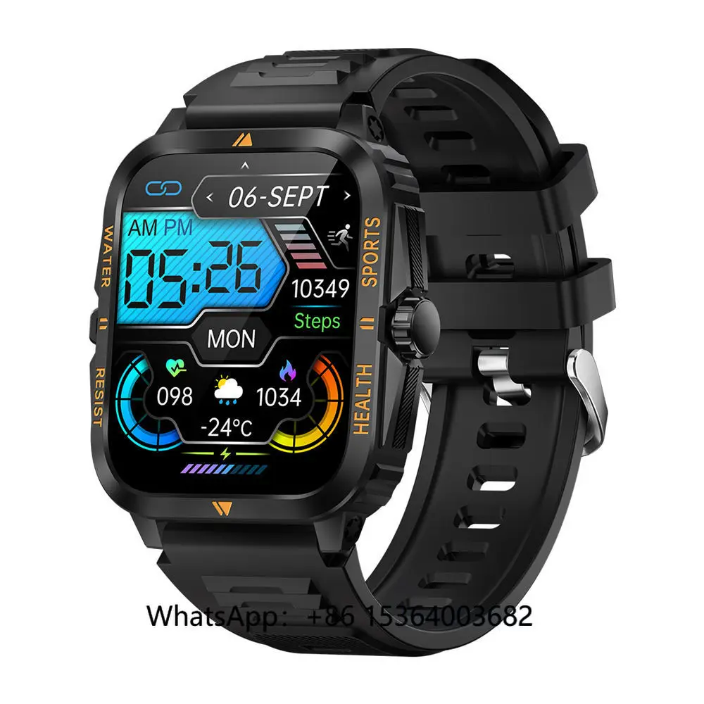

TJXL- Outdoor 3ATM Reloj Smartwatch Sport Fitness Tracker BT Calling Real Heart Rate Oxygen Monitor Android Smart Wat