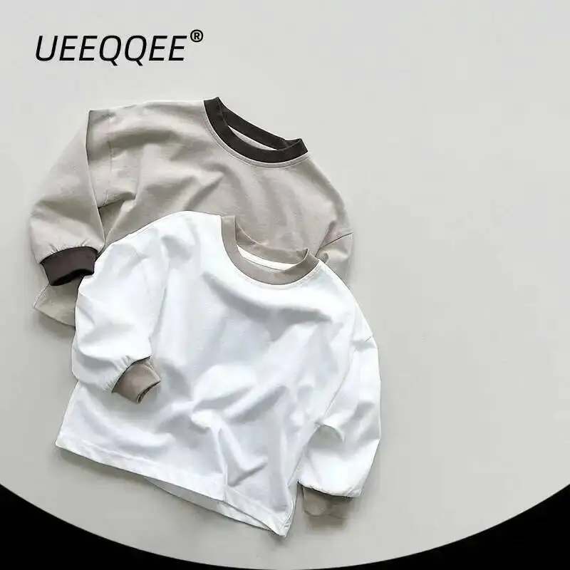 

Новинка 2024, весенне-осенние детские футболки из хлопка в стиле пэчворк, повседневные топы с длинным рукавом для мальчиков, тройники, детская одежда для телефона